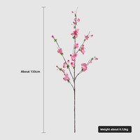 Branches de cerisier artificielles en soie faites à la main à longue tige, fleurs de sakura blanches pour aménagement paysager et décoration de salle de présentation de style chinois