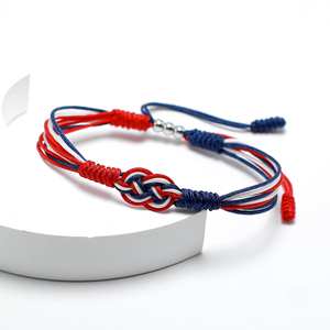 SongYi fait à la main à la mode tressé Infinity Sigh Surf pour Bracelet réglable multicouche USA Palestine drapeau diamant pierre paix - Product Image 3
