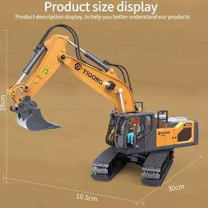 Excavatrice télécommandée 2,4 GHz à 11 canaux, jouet <span class=keywords><strong>en</strong></span> alliage RC, véhicule de chantier avec son et lumière, jouet de construction pour enfants - Product Image 4