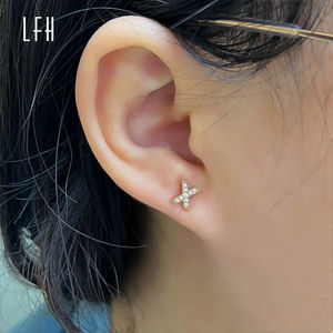 Aretes Elegantes para Mujer, Oro Real de 18k Au750, con Microincrustaciones de Diamantes en Forma de Letra X, Joyería, Aretes de Oro Real de 18k - Product Image 6