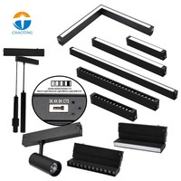 Système d'éclairage sur rail magnétique LED 220V à intensité variable 4 CCT avec interrupteur rotatif, contrôle intelligent / Wi-Fi 2.4G / Tuya, spots encastrés sur rail et appliques murales