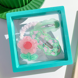 Toptan çocuk saç tokası Set küçük çiçek BB klip sevimli saç tokası saç Scrunchies zarar vermez saç kravat ile saklama kutusu - Product Image 5