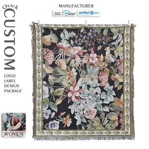 ओएम निर्माता कारखाने कस्टम विंटेज पुष्प जैक्वार्ड टेपेस्ट्री कंबल बुना हुआ फ्रिंज कंबल बुना हुआ फ्रिंज कंबल और बीविज्ञान प्रमाणित - Product Image 1