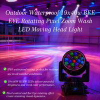 Lampu LED Moving Head Zoom Wash RGBW 4in1 19x40w Tahan Air IP65 Kecerahan Tinggi Dengan Lampu Belakang untuk Acara DJ Disko Luar Ruangan