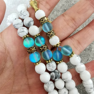 <span class=keywords><strong>Rosario</strong></span> Islamico con Nappa, Tasbih Musulmano, Misbaha in Pietra Naturale Howlite 8MM, 99 Grani di Preghiera, Regalo per Donne, Festa di Matrimonio - Product Image 3