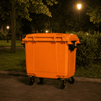Poubelle municipale extérieure en plastique HDPE durable certifiée EN840, 4 roues, anti-corrosion, capacité 660L