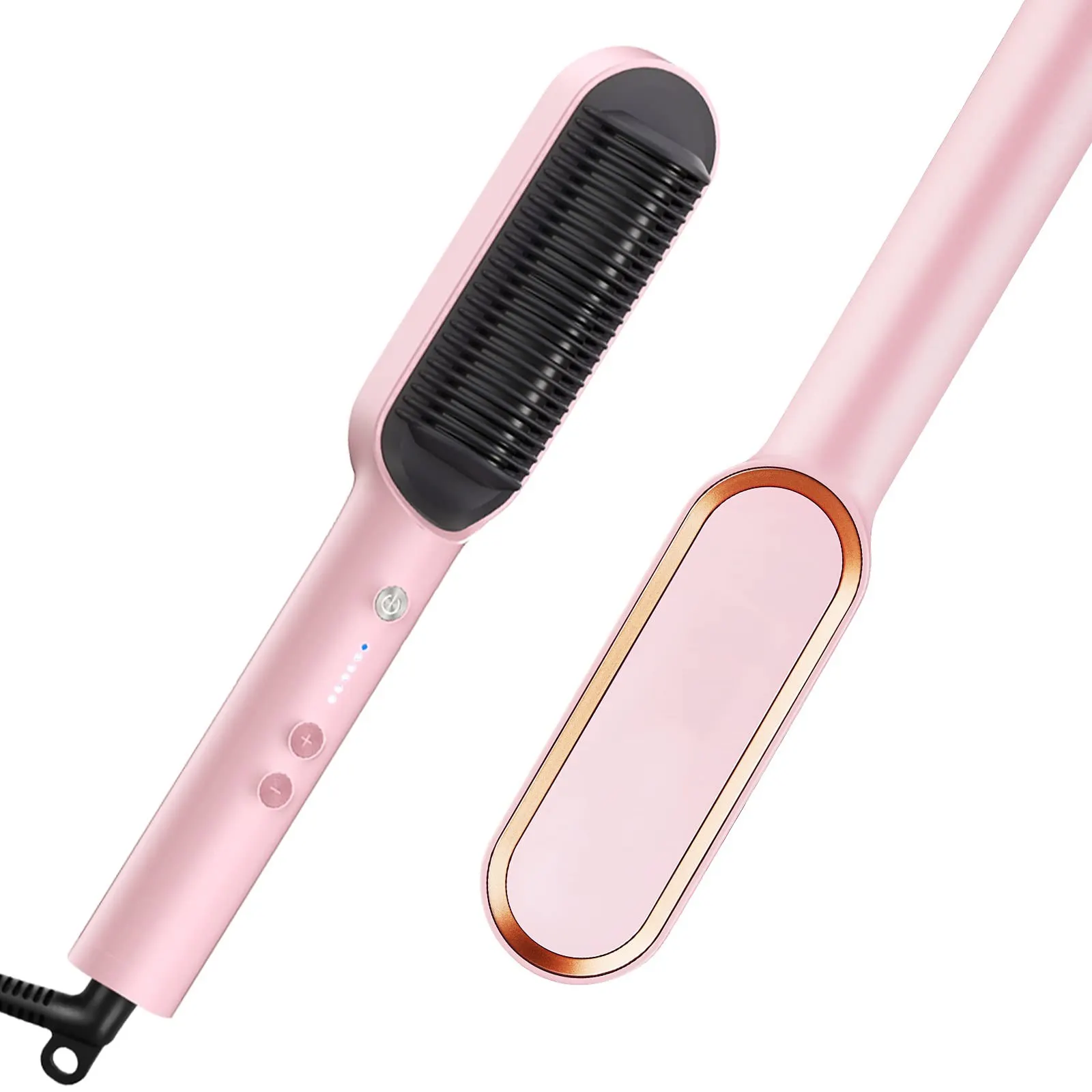 Lisseur pour cheveux, mini brosse à lisser rose avec peigne intégré 2 en 1, accessoire de coiffure professionnel pour Salon