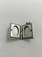 Cadre photo en acier inoxydable, médaillon pas cher, photo gravée, miroir magique en forme de livre, pendentif médaillon, bijoux vintage élégants