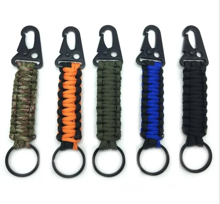 Outdoor Keychain Ring Camping Carabiner Multifunction paracord keychain Survival Kit Emergency Knot Bottle Opener