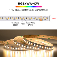 Bande lumineuse LED COXO 5050 SMD RGB RGBW RGBCCT 12 volts 24 volts flexible, facile à installer, découpable pour éclairage décoratif d'accentuation