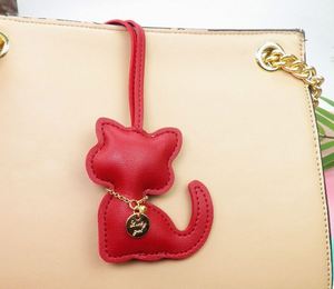 Cute Cartoon Cat Keychain Multi-Color PU Leather Bag Charm Fashion Car <b>Key</b> <b>Ring</b> Luggage Hanger Gift for Women & Girls Wholesale - Product Image 3