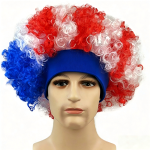 Perruque explosion de couleurs patriotiques en polyester, cheveux synthétiques, avec bandeau assorti, coiffe fantaisie pour fans, idéale pour le sport, le carnaval et Halloween - Product Image 2