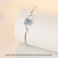 Bracelets de mariage minimalistes en argent sterling S925 certifié GRA avec moissanite 1 carat VVS1 et chaîne maille forçat pour femme