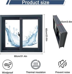 Fenêtre coulissante horizontale en aluminium avec verre trempé, fenêtres coulissantes amovibles, adaptées aux poulaillers, aux salles de bain, aux chambres à coucher - Product Image 4