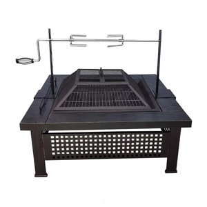 Square Metal Garden Patio Square <b>Fire</b> <b>Pit</b> <b>Table</b> Outdoor Patio Garden BBQ Grill <b>Fire</b> <b>Pit</b> Square Chicken Roast Rack <b>Fire</b> <b>Pit</b> - Product Image 1