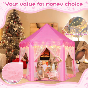 Casa <span class=keywords><strong>de</strong></span> juegos plegable rosa personalizada con luces <span class=keywords><strong>de</strong></span> cadena, tienda <span class=keywords><strong>de</strong></span> juegos <span class=keywords><strong>para</strong></span> niños, regalo <span class=keywords><strong>de</strong></span> cumpleaños o festividades <span class=keywords><strong>para</strong></span> niños - Product Image 5