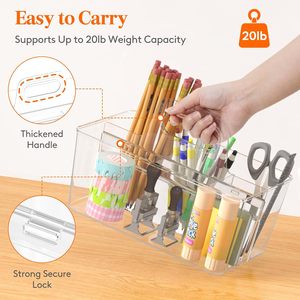Lifewit portatile da 2 pezzi Organizer in plastica a Caddy con impugnatura trasparente per il trucco e per la fornitura di arte pennelli a matita per capelli dormitorio