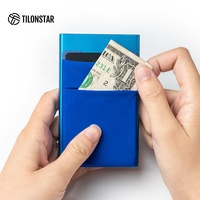 TILONSTAR TVC106 Hadiah Unik Pria Dompet Kartu Kredit RFID Billeteras Para Hombre Tempat Kartu Aluminium Pop Up