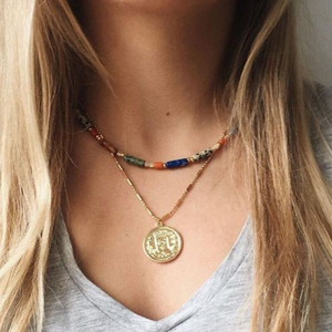 <span class=keywords><strong>Collana</strong></span> di pietra naturale blu turchese Agalmatolite in pietra lapislazzuli Jasper imperiale <span class=keywords><strong>collana</strong></span> di perle di energia guarigione girocollo per le donne - Product Image 4