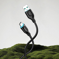Kabel Pengisian Daya Micro USB Silikon KAKUSIGA 1M, Output 25W & Transmisi Data untuk Perangkat Seluler