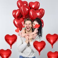 Lot de 10 ballons en aluminium en forme de cœur rouge pour fête à thème mariage, décoration de camping et arrangement festif
