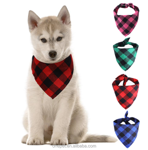 Asciugamano a triangolo per animali domestici sciarpa a quadri di cotone medio grande per cani bandane collo - Product Image 1