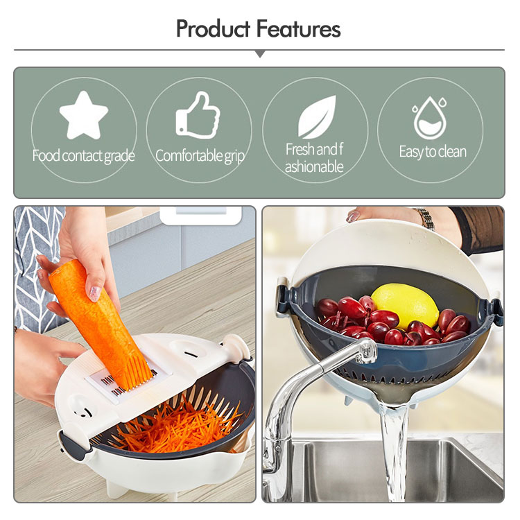 Plastic Sink Drain Basket Multifunctional Vegetable Cutter Gray White