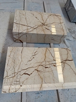 Table basse moderne Sofitel en marbre doré, table centrale de luxe en pierre naturelle, pierre à veines rouges, mobilier de salon pour villa