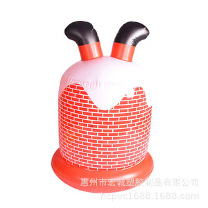 Chimenea inflable de PVC con gorro de Papá Noel para decoración navideña al aire libre - Product Image 1