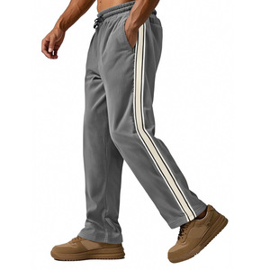 Pantalones informales de pana para hombre, pantalones deportivos holgados a rayas, transpirables, con cintura elástica, para uso ocio, estilo primavera y verano - Product Image 3