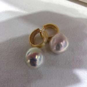 Moda inci küpeler kadın yaldızlı pirinç gerçek doğal barok inci küpeler - Product Image 3