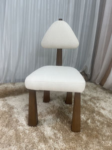Silla de Comedor Moderna para Hotel, Cafetería, Restaurante, con Patas de Madera y Asiento de Tela Blanca - Product Image 5