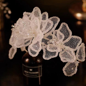 Hera Korean Style Handmade Ethereal Beauty Hollowed-out Mesh Rhinestone Flower Headband <b>Wedding</b> Dress <b>Accessories</b> Bridal - Product Image 4