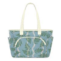 Sac de plage imperméable multifonctionnel avec poignée souple et impression personnalisée de fougère bleue hawaïenne, sac de shopping à fermeture éclair