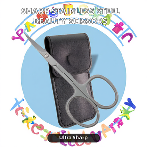 Tijeras de belleza curvas de acero inoxidable quirúrgico Ametrine para diestros, para el cuidado de cejas, cutículas y arte de uñas - Product Image 2