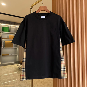 เสื้อยืดแขนสั้นลายตาราง Burberry สีดำลำลอง ระบายอากาศได้ดี ผลิตจากผ้าฝ้าย 100% สำหรับผู้ชาย ขายส่งจากโรงงาน - Product Image 1