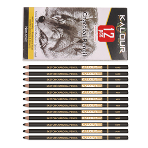 KALOUR Art fornisce 12 matita a <span class=keywords><strong>carboncino</strong></span> nero per schizzi e disegni in scatola di carta e personalizzazione disponibili con Set di <span class=keywords><strong>arte</strong></span> - Product Image 1