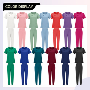 Women's Slim Fit Medical Uniform Scrub Set Moisture Wicking Knitted Hospital Nurse Work Clothes Split Design S XXL - Product Image 3