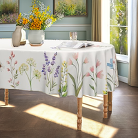 Nappe ovale en polyester imprimée Horaldaily Printemps-Été 60x84 pouces, motif floral, fleurs sauvages