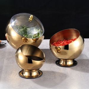 <span class=keywords><strong>Bol</strong></span> rond en acier inoxydable doré avec couvercle, design moderne, origine Guangdong, pour hôtel, restaurant, cantine - Product Image 4