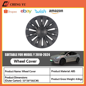 Coques de roues Aero pour Tesla <span class=keywords><strong>Model</strong></span> <span class=keywords><strong>Y</strong></span> 2018-2024, 19 pouces, style <span class=keywords><strong>Uberturbine</strong></span>, noir mat brillant, protection de jantes, kit extérieur - Product Image 2