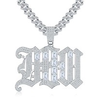 Source de Gros Supérieure pour Pendentifs Moissanite, Pendentif Personnalisé Lettre Nom en Argent 925 Sertie de Pierres, Bijoux Hip Hop Baguette