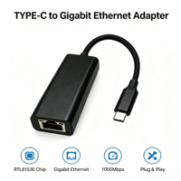 Adaptador USB-C a Ethernet Gigabit de 1000Mbps con Chip RTL8153E, Cable Trenzado de Aluminio para Laptop OEM 13Y, Directo de Fábrica, 100% Inspeccionado