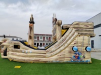 Castillo Inflable Comercial con Tobogán en Forma de Barco Pirata, de PVC EN14960, para Alquiler en Fiestas, Parques de Diversiones y Juegos Infantiles