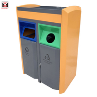 Poubelle de tri des déchets en métal à double compartiment, 2 fentes, bac à déchets commercial pour extérieur, parc, rue