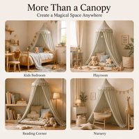 Tente de lit pour enfant en coton 100% pliable et portable, à suspendre au plafond, bleu clair uni, écologique, toutes saisons, pour chambre d'enfant