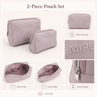Sac à Makeup Eco Coloré Voyage Grand Jacquard Terry Rose Mignon Logo - Grande Capacité Zip