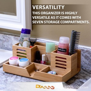Bamboo Desktop Organizer 4 Layers Wooden <b>Storage</b> <b>Box</b> For Office Stationery <b>Document</b> Holder - Product Image 3