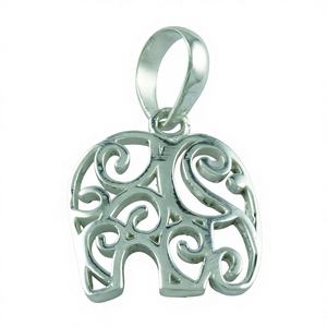 Pendentif en argent sterling 92,5 avec motif d'éléphant, fait main, bijoux en argent unisexe en provenance d'Inde - Product Image 1