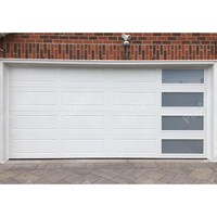 Porte de garage en acier durable, isolée, à économie d'énergie, automatique, avec fenêtres, pour maison et villa